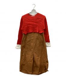 ENFOLD（エンフォルド）の古着「Firm Wool Combination DRESS/フィルムウールコンビネーションドレス」｜ブラウン