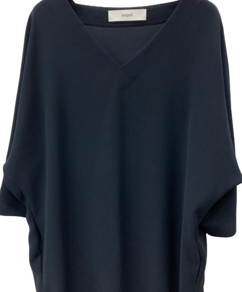 saqui（サキ）saqui (サキ) Vネックドルマンスリーブワンピース ネイビー サイズ:36の古着・服飾アイテム