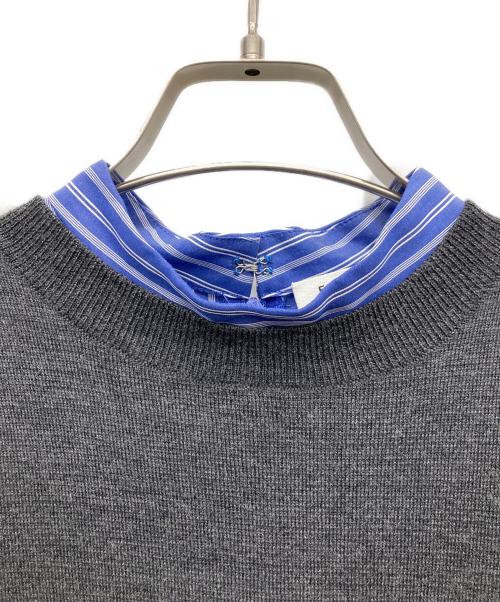 ENFOLD（エンフォルド）ENFOLD (エンフォルド) KNIT-LAYERED PLEATS DRESS ブラック×ブルー サイズ:36の古着・服飾アイテム