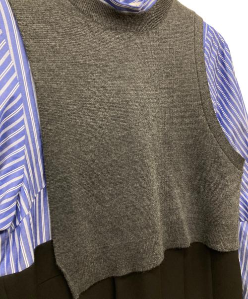 ENFOLD（エンフォルド）ENFOLD (エンフォルド) KNIT-LAYERED PLEATS DRESS ブラック×ブルー サイズ:36の古着・服飾アイテム