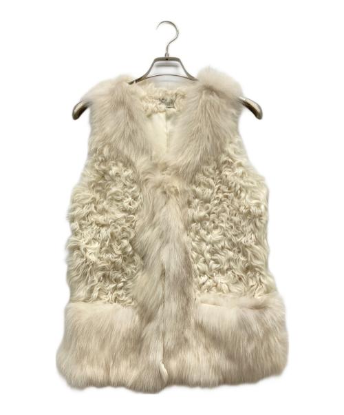 Diagram GRACE CONTINENTAL（ダイアグラム グレースコンチネンタル）Diagram GRACE CONTINENTAL (ダイアグラム グレースコンチネンタル) カルガンラム フォックスファーベスト アイボリー サイズ:36の古着・服飾アイテム