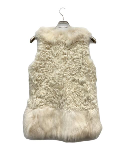 Diagram GRACE CONTINENTAL（ダイアグラム グレースコンチネンタル）Diagram GRACE CONTINENTAL (ダイアグラム グレースコンチネンタル) カルガンラム フォックスファーベスト アイボリー サイズ:36の古着・服飾アイテム