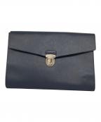 PRADAプラダ）の古着「サフィアーノレザークラッチバッグ」｜ネイビー