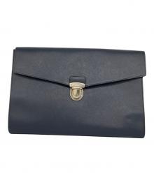 PRADA（プラダ）の古着「サフィアーノレザークラッチバッグ」｜ネイビー