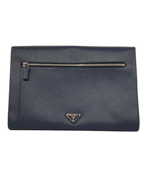 PRADA（プラダ）PRADA (プラダ) サフィアーノレザークラッチバッグ ネイビー サイズ:記載なしの古着・服飾アイテム