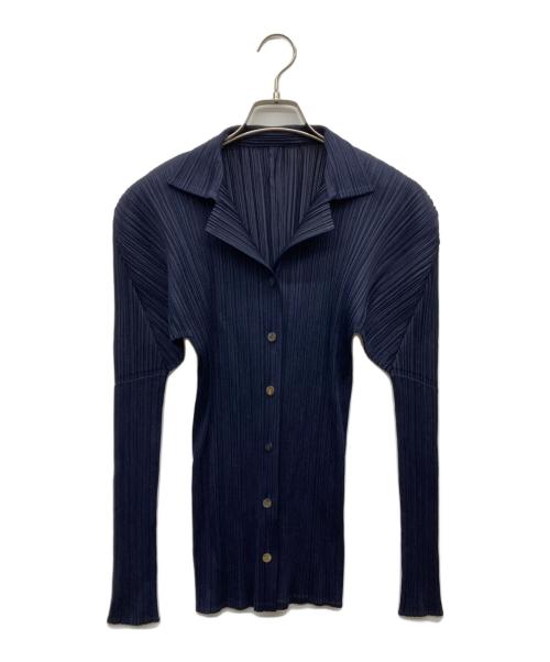 PLEATS PLEASE（プリーツプリーズ）PLEATS PLEASE (プリーツプリーズ) プリーツシャツジャケット ネイビー サイズ:3の古着・服飾アイテム