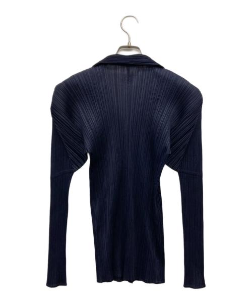 PLEATS PLEASE（プリーツプリーズ）PLEATS PLEASE (プリーツプリーズ) プリーツシャツジャケット ネイビー サイズ:3の古着・服飾アイテム