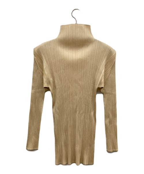 PLEATS PLEASE（プリーツプリーズ）PLEATS PLEASE (プリーツプリーズ) ハイネックプリーツカットソー ベージュ サイズ:3の古着・服飾アイテム