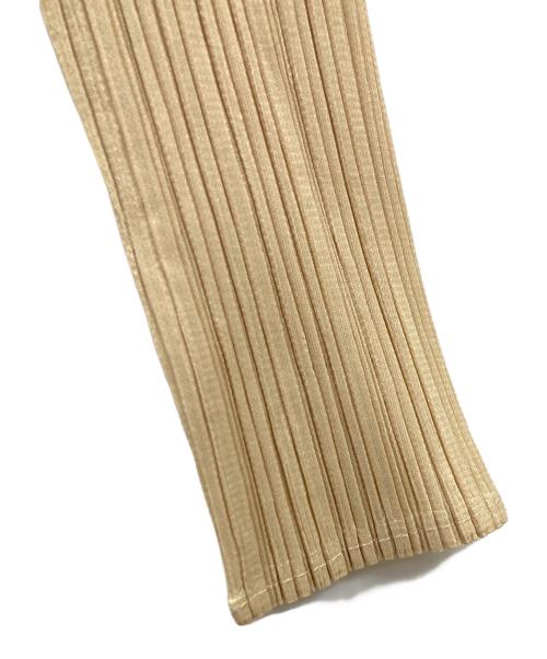 PLEATS PLEASE（プリーツプリーズ）PLEATS PLEASE (プリーツプリーズ) ハイネックプリーツカットソー ベージュ サイズ:3の古着・服飾アイテム