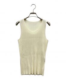 PLEATS PLEASE（プリーツプリーズ）の古着「プリーツノースリーブカットソー」｜アイボリー