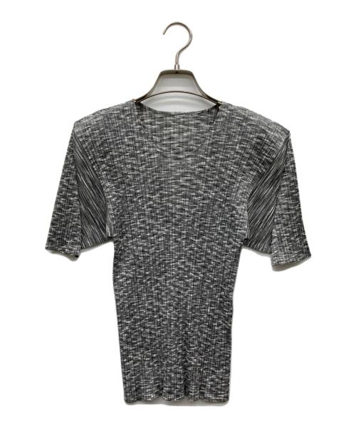 PLEATS PLEASE（プリーツプリーズ）PLEATS PLEASE (プリーツプリーズ) 杢調プリーツカットソー グレー サイズ:3の古着・服飾アイテム