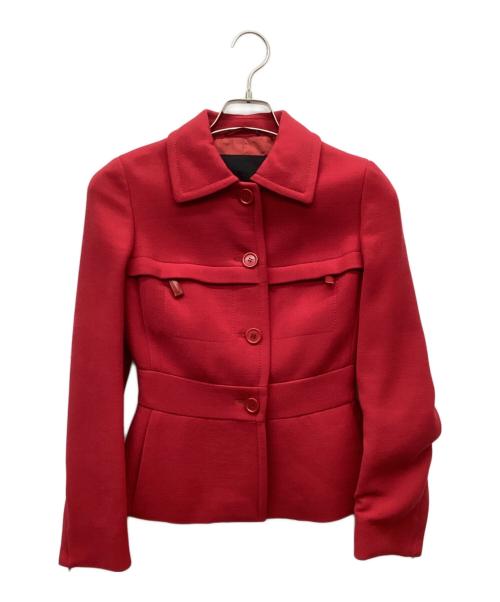 PRADA（プラダ）PRADA (プラダ) 90’S ジップデザインウールジャケット レッド サイズ:SIZE Mの古着・服飾アイテム