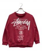 stussyステューシー）の古着「プリントスウェット」｜レッド