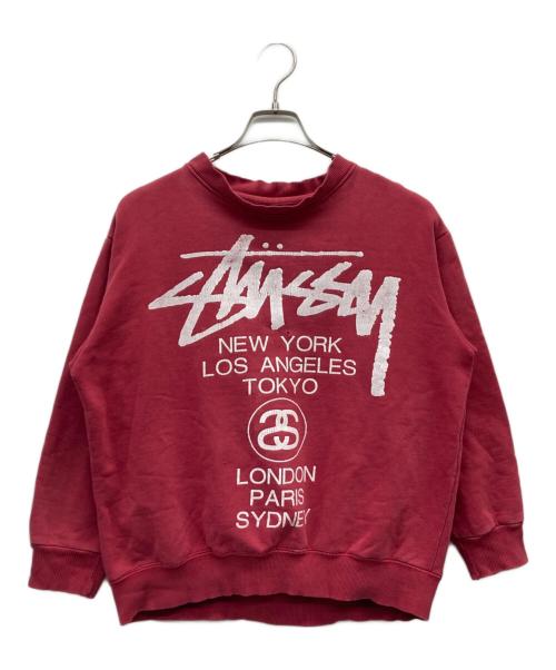 stussy（ステューシー）stussy (ステューシー) プリントスウェット レッド サイズ:Lの古着・服飾アイテム