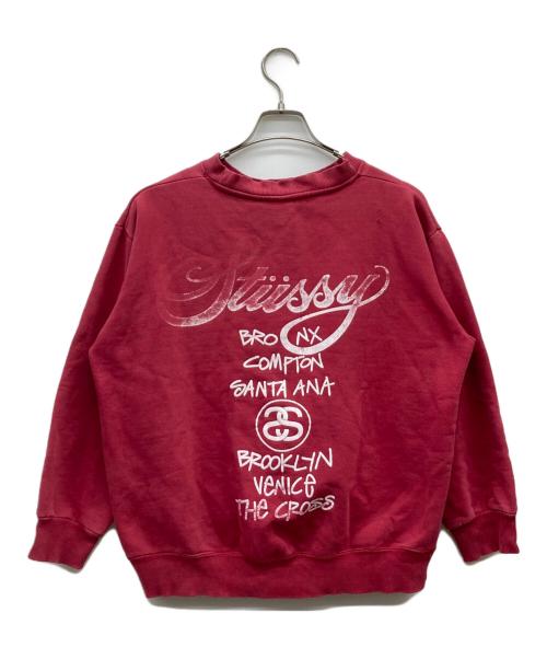 stussy（ステューシー）stussy (ステューシー) プリントスウェット レッド サイズ:Lの古着・服飾アイテム