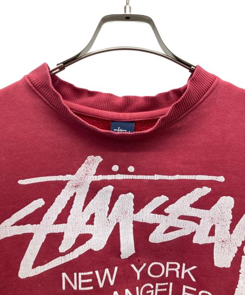stussy（ステューシー）stussy (ステューシー) プリントスウェット レッド サイズ:Lの古着・服飾アイテム