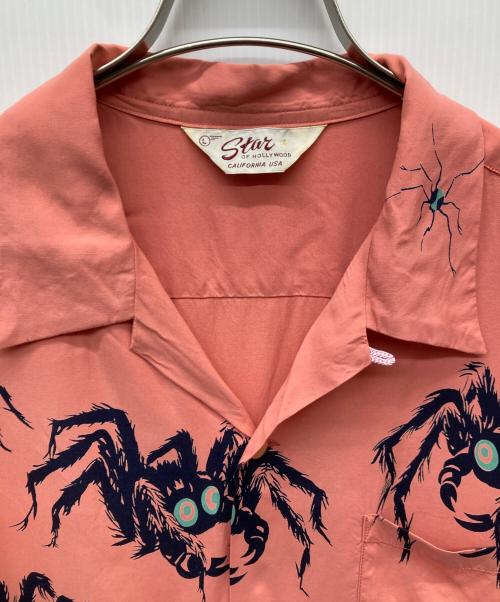 Star OF HOLLYWOOD（スターオブハリウッド）STAR OF HOLLYWOOD (スターオブハリウッド) HIGH DENSITY RAYON OPEN SHIRT “TARANTULA” ピンク サイズ:Lの古着・服飾アイテム