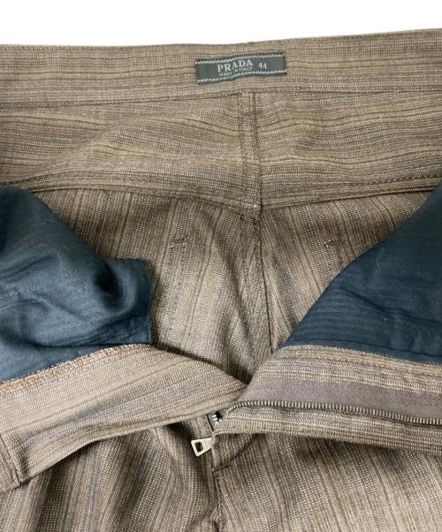 PRADA（プラダ）PRADA (プラダ) ウールストライプパンツ ブラウン サイズ:44の古着・服飾アイテム