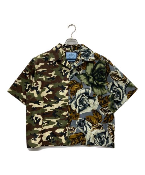 PRADA（プラダ）PRADA (プラダ) DOUBLE MATCH POPLIN SHIRT グリーン×グレー サイズ:Mの古着・服飾アイテム