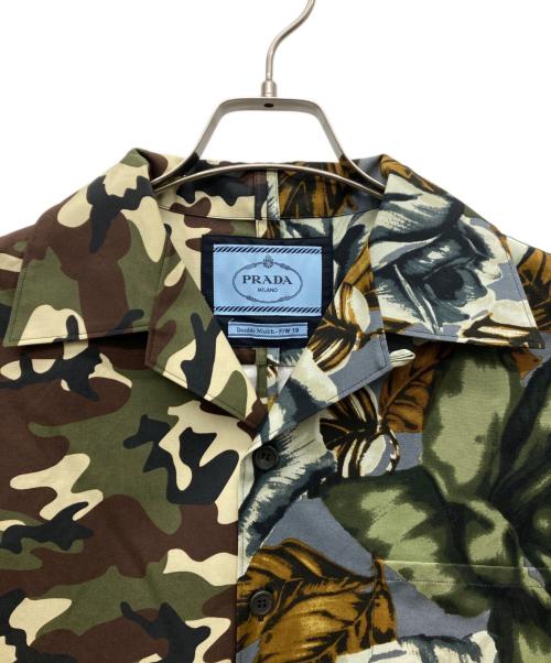 PRADA（プラダ）PRADA (プラダ) DOUBLE MATCH POPLIN SHIRT グリーン×グレー サイズ:Mの古着・服飾アイテム