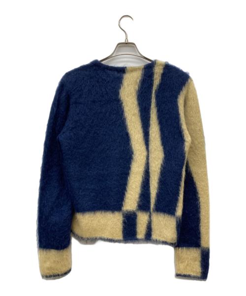 PRADA（プラダ）PRADA (プラダ) 07AW 幾何学柄モヘヤニット/00’S ネイビー×ベージュ サイズ:44の古着・服飾アイテム