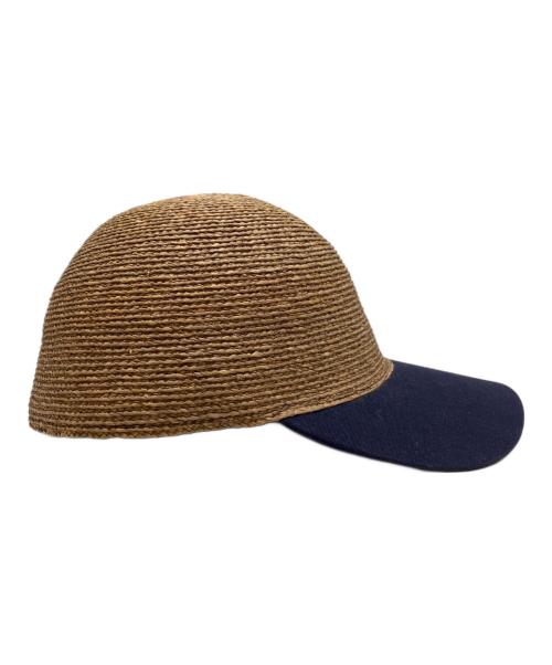 HELEN KAMINSKI（ヘレンカミンスキー）HELEN KAMINSKI (ヘレンカミンスキー) ラフィアキャップ ナチュラル×ネイビー サイズ:ONEの古着・服飾アイテム