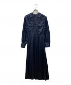 CELFORDセルフォード）の古着「ロゴプリント モノグラム サテンワンピース」｜ネイビー