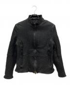 ARMANI COLLEZIONIアルマーニ コレツィオーニ）の古着「エンボス加工シングルライダースジャケット」｜ブラック