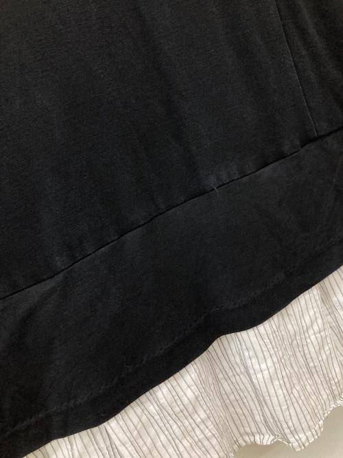 BEARDSLEY（ビアズリー）BEARDSLEY (ビアズリー) 重ね風ストライプ カットソー ブラック×ホワイト サイズ:SIZE Freeの古着・服飾アイテム