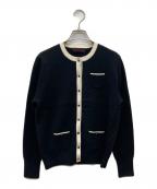 CABANキャバン）の古着「コットンカシミヤ クルーネックカーディガン」｜ブラック×アイボリー