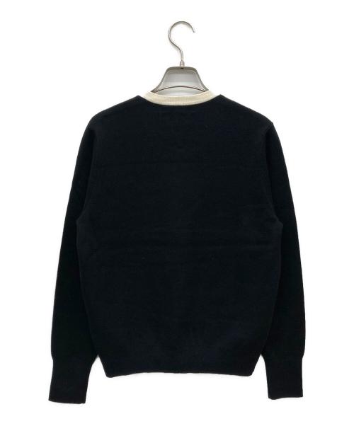 CABAN（キャバン）CABaN (キャバン) コットンカシミヤ クルーネックカーディガン ブラック×アイボリー サイズ:FREEの古着・服飾アイテム