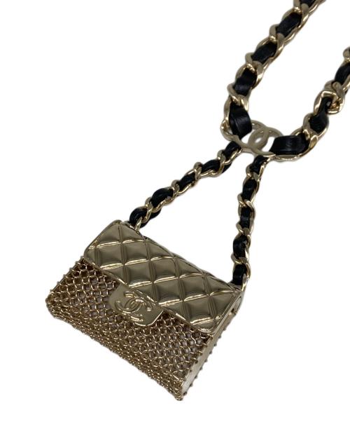 CHANEL（シャネル）CHANEL (シャネル) 21SS マトラッセフラップバッグネックレス ゴールド×ブラック サイズ:-の古着・服飾アイテム