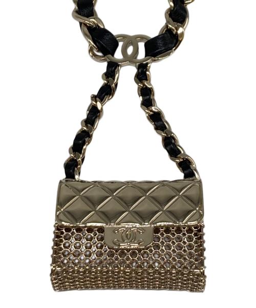 CHANEL（シャネル）CHANEL (シャネル) 21SS マトラッセフラップバッグネックレス ゴールド×ブラック サイズ:-の古着・服飾アイテム