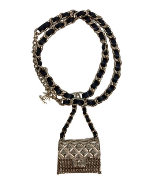CHANEL（シャネル）CHANEL (シャネル) 21SS マトラッセフラップバッグネックレス ゴールド×ブラック サイズ:-の古着・服飾アイテム