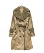 BURBERRY BLUE LABELバーバリーロンドンブルーレーベル）の古着「ボア切替トレンチコート」｜ベージュ