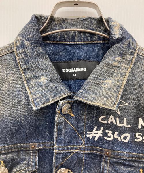 DSQUARED2（ディースクエアード）DSQUARED2 (ディースクエアード) 15SS グラフィティペンキ加工デニムジャケット インディゴ サイズ:SIZE 48の古着・服飾アイテム