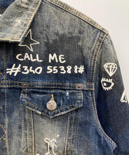 DSQUARED2（ディースクエアード）DSQUARED2 (ディースクエアード) 15SS グラフィティペンキ加工デニムジャケット インディゴ サイズ:SIZE 48の古着・服飾アイテム
