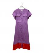 GRACE CLASSグレースクラス）の古着「リネンタッチバイカラーワンピース」｜パープル×レッド
