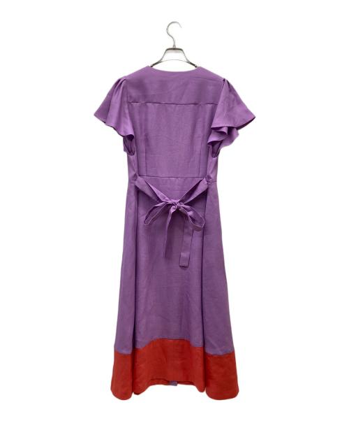 GRACE CLASS（グレースクラス）GRACE CLASS (グレースクラス) リネンタッチバイカラーワンピース パープル×レッド サイズ:38の古着・服飾アイテム