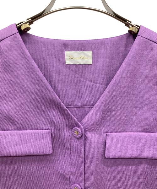 GRACE CLASS（グレースクラス）GRACE CLASS (グレースクラス) リネンタッチバイカラーワンピース パープル×レッド サイズ:38の古着・服飾アイテム