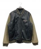 CHEVIGNONシェビニオン）の古着「カウレザースタジャン」｜ブラック×ベージュ