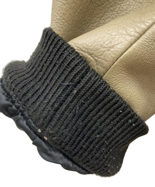 CHEVIGNON（シェビニオン）CHEVIGNON (シェビニオン) カウレザースタジャン ブラック×ベージュ サイズ:Lの古着・服飾アイテム