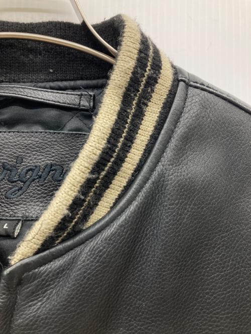 CHEVIGNON（シェビニオン）CHEVIGNON (シェビニオン) カウレザースタジャン ブラック×ベージュ サイズ:Lの古着・服飾アイテム