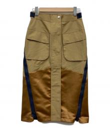 sacai（サカイ）の古着「GROSGRAIN MIX SKIRT」｜ベージュ