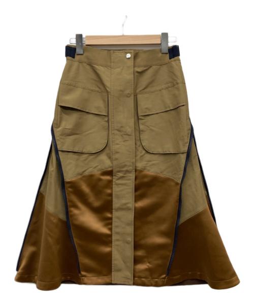 sacai（サカイ）sacai (サカイ) GROSGRAIN MIX SKIRT ベージュ サイズ:1の古着・服飾アイテム