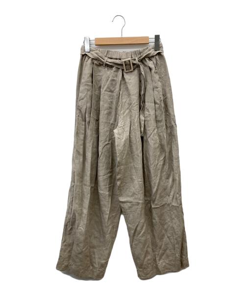 BASERANGE（ベースレンジ）BASERANGE (ベースレンジ) リネンタックワイドパンツ ベージュ サイズ:Sの古着・服飾アイテム