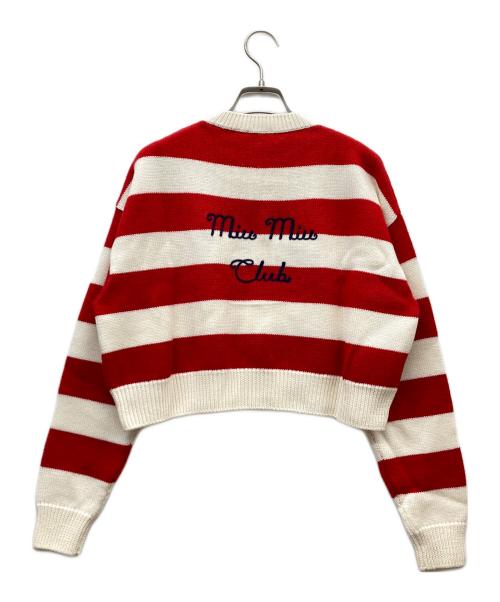 MIU MIU（ミュウミュウ）MIU MIU (ミュウミュウ) STRIPED SWEATER KNIT レッド×アイボリー サイズ:40の古着・服飾アイテム