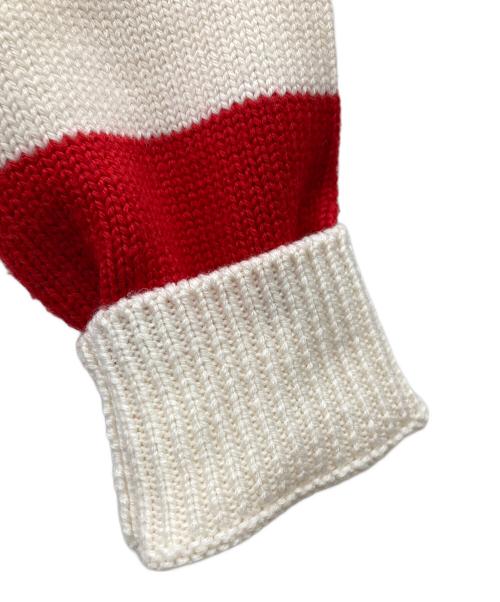 MIU MIU（ミュウミュウ）MIU MIU (ミュウミュウ) STRIPED SWEATER KNIT レッド×アイボリー サイズ:40の古着・服飾アイテム