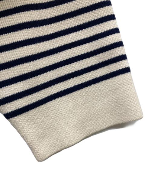 CELINE（セリーヌ）CELINE (セリーヌ) エンブロイダリーマリニエールコットンニット ホワイト×ネイビー サイズ:Ｓの古着・服飾アイテム