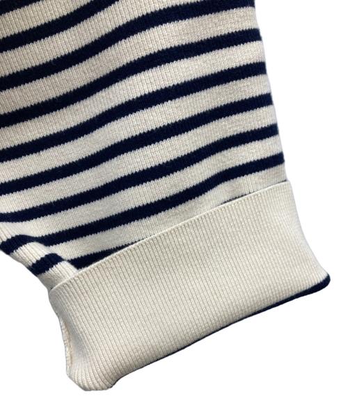 CELINE（セリーヌ）CELINE (セリーヌ) エンブロイダリーマリニエールコットンニット ホワイト×ネイビー サイズ:Ｓの古着・服飾アイテム